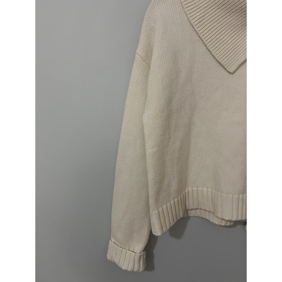 WE-AR4 The Asymmetrical Turtleneck Women’s Medium Beige Wool Sweater - Picture 12 of 17